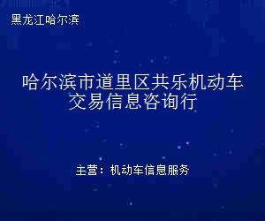 哈爾濱市道里區(qū)共樂機動車交易信息咨詢行 專業(yè)信息咨詢服務(wù)的領(lǐng)航者